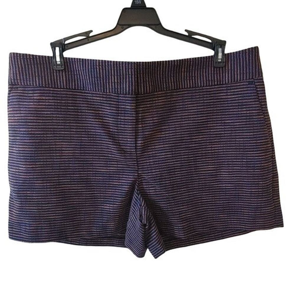 LOFT Riviera Navy Blue Rust Orange Textured Striped Tailored Shorts Size 10